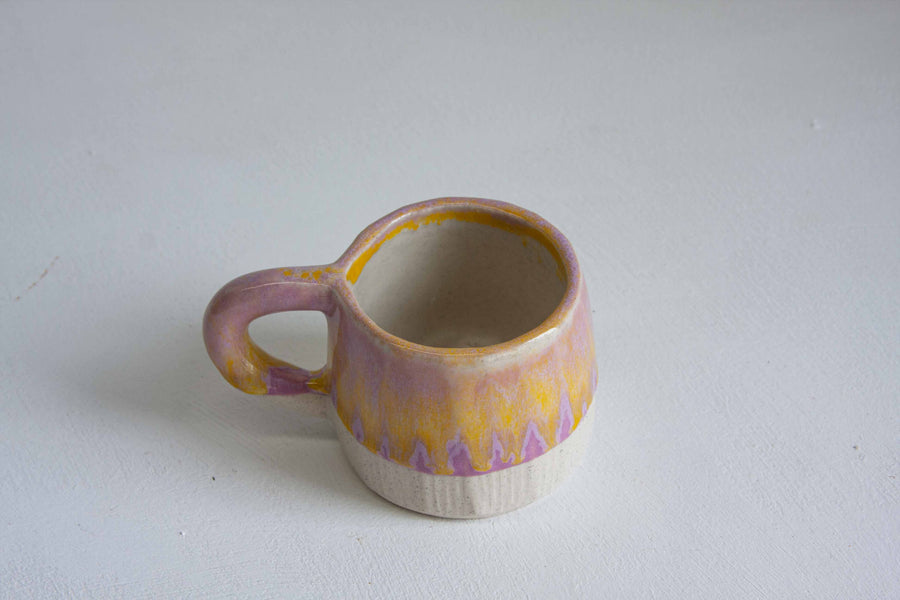 Seconds Sale Handmade Ceramic Mug - Purple and Yellow
