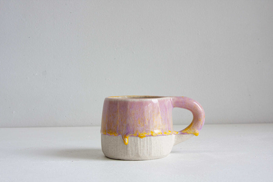 Seconds Sale Handmade Ceramic Mug - Purple and Yellow