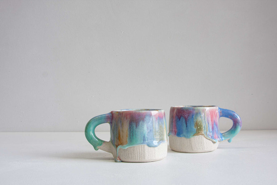 handmade ceramic rainbow mug