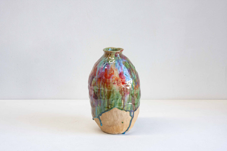 handmade large multicoloured ceramic vase