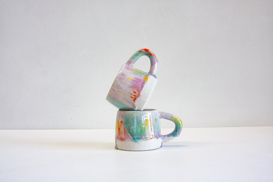 handmade ceramic colourful seconds mug