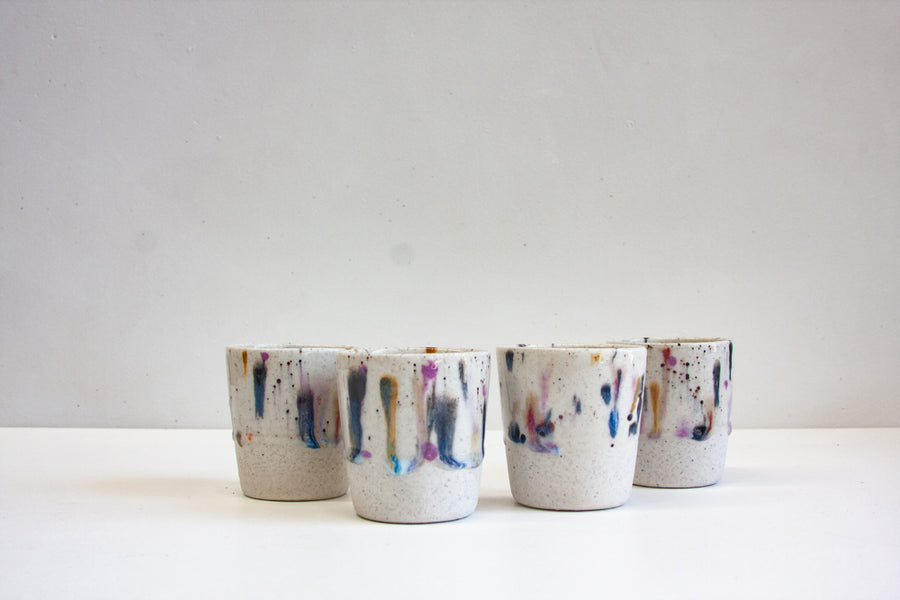 handmade ceramic platter glazed tumblers
