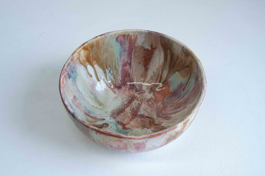handmade ceramic multicoloured serving bowl