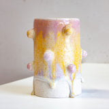 Handmade Ceramic Small Bauble Vase - Purple & Yellow