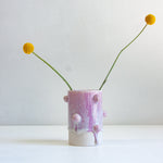 handmade ceramic purple vase with decorative balls