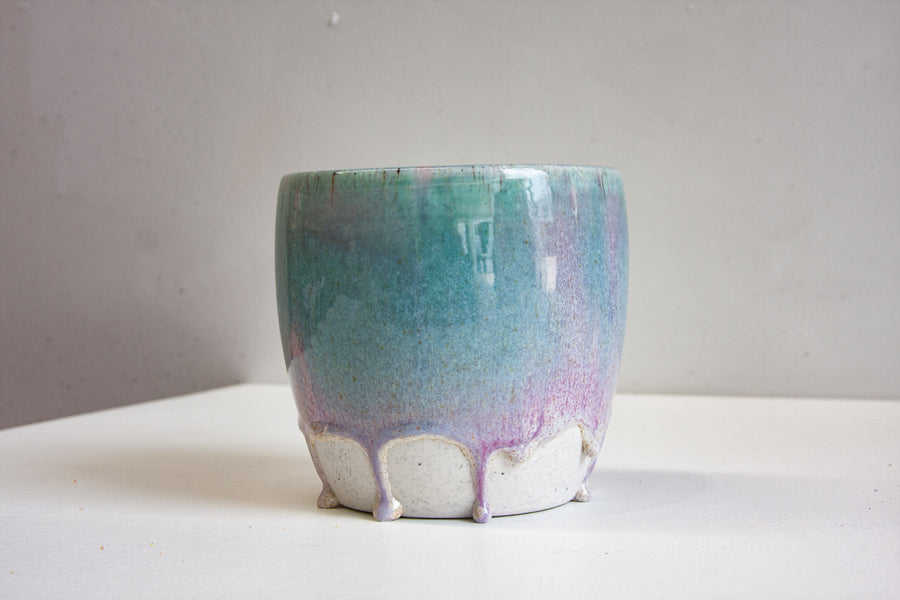 Handmade Ceramic Small Classic Planter - Pink and Blue