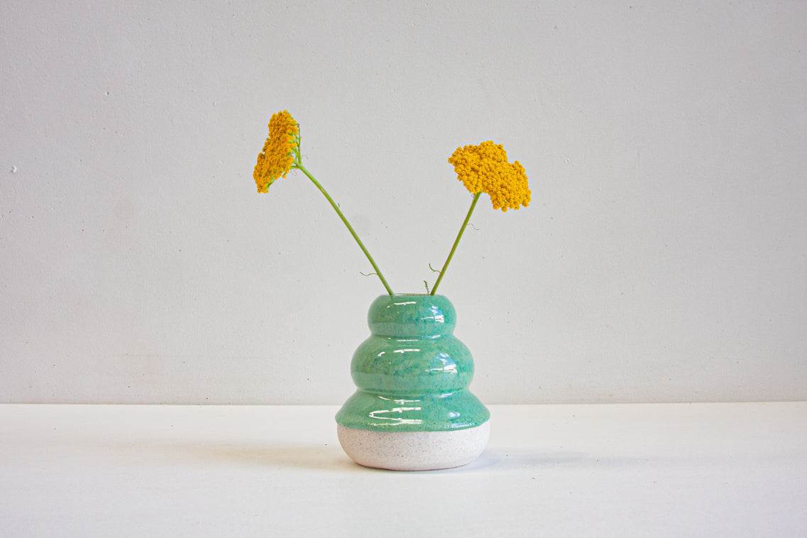 handmade ceramic green sculptural small vase
