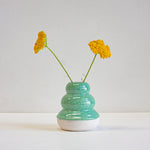 handmade ceramic green sculptural small vase
