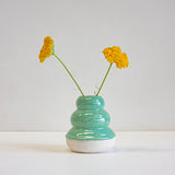 handmade ceramic green sculptural small vase
