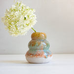 handmade ceramic peach and green cute sculptural small vase