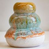 Handmade Ceramic Small Smoosh Vase - Green & Peach