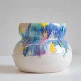 Handmade Ceramic Smoosh Planter - Blue, Pink, Yellow, Green