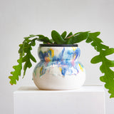 Handmade Ceramic Smoosh Planter - Blue, Pink, Yellow, Green
