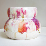 Handmade Ceramic Smoosh Planter - Dark Pink, Brown, Peach