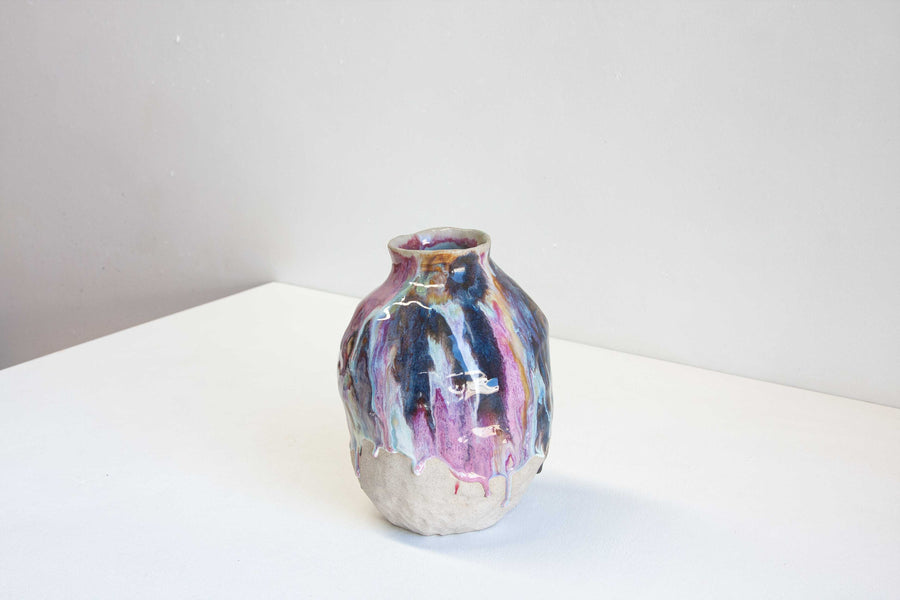 handmade ceramic purple and blue large vase