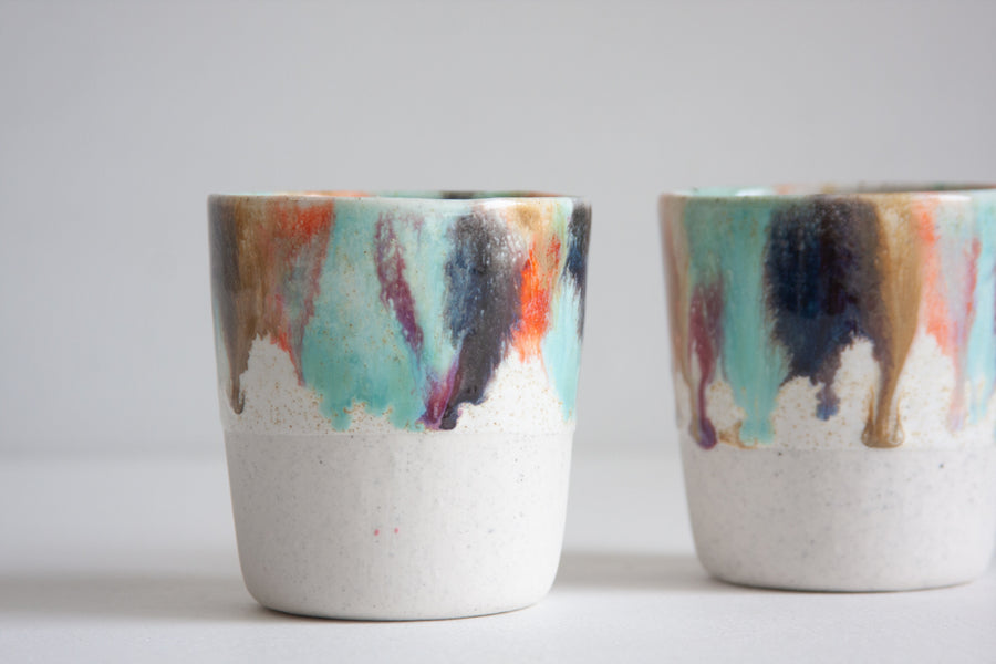 handmade ceramic multicoloured tumbler
