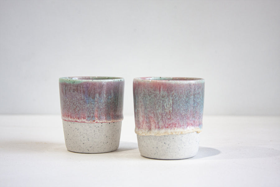 Seconds Sale Handmade Ceramic Tumbler Cup - Pink/Purple & Blue