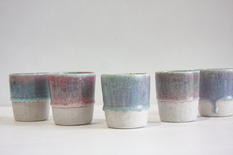 Seconds Sale Handmade Ceramic Tumbler Cup - Pink/Purple & Blue