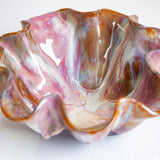 Handmade Ceramic Dark Clay Oyster Bowl - Pinks