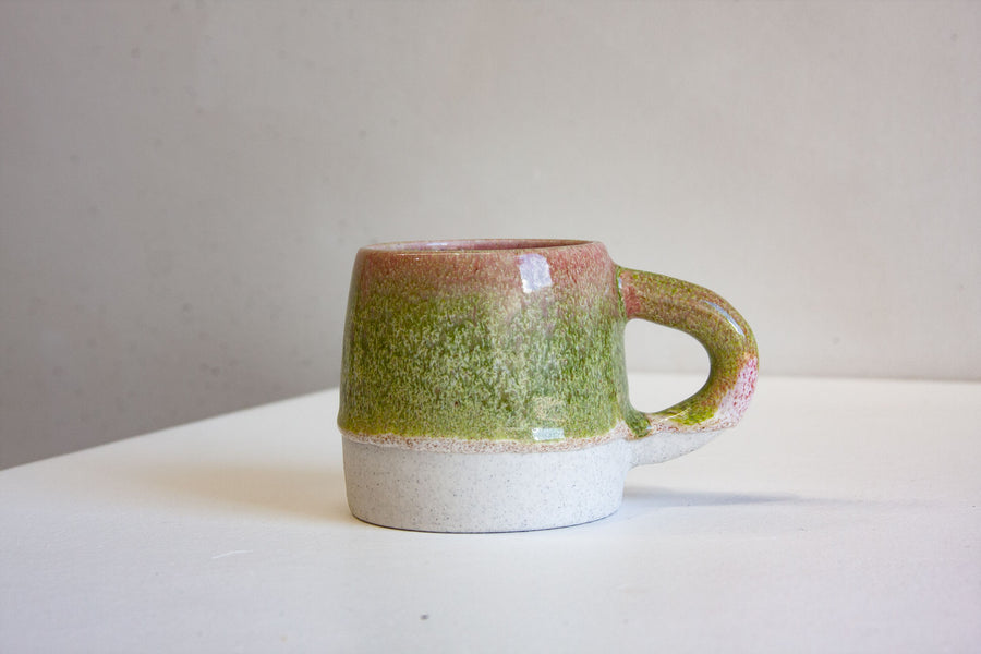 Handmade Ceramic Large Mug - Pink & Moss Green