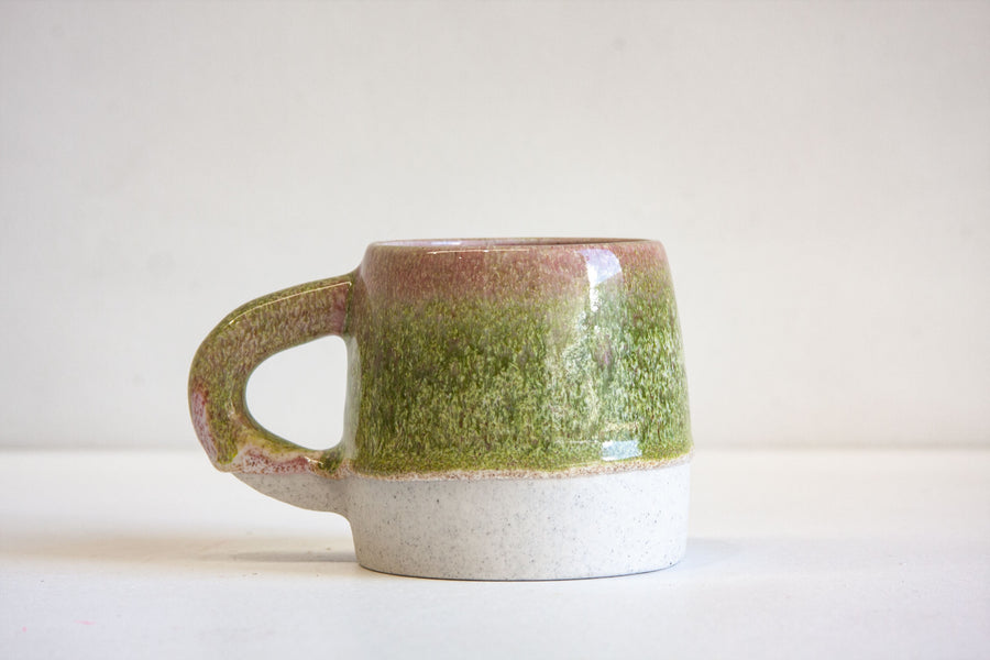 Handmade Ceramic Large Mug - Pink & Moss Green