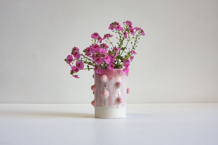 handmade ceramic pink bauble vase