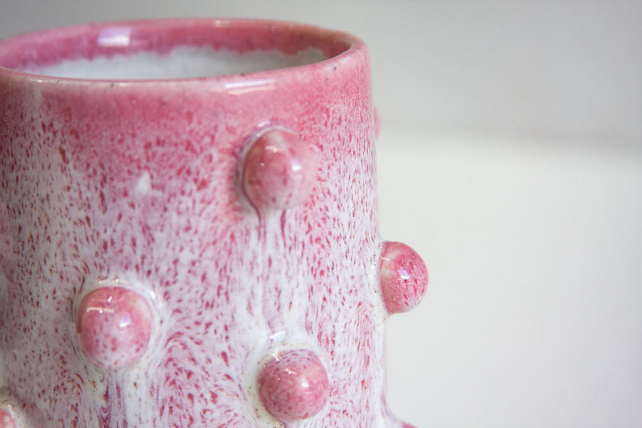 Handmade Ceramic Small Bauble Cylinder Vase - Pink