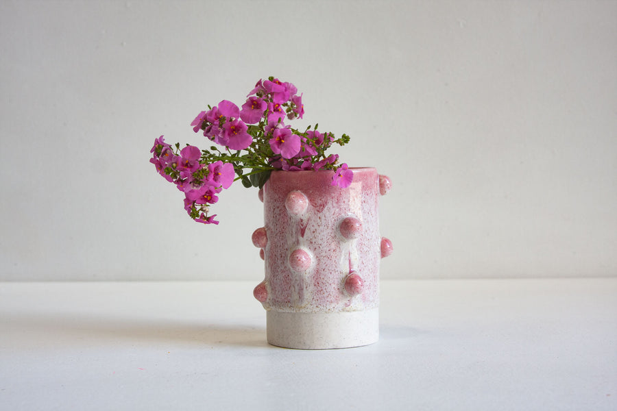 Handmade Ceramic Small Bauble Cylinder Vase - Pink