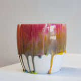 Seconds Sale Handmade Ceramic Classic Planter - Pink, Blue & Yellow