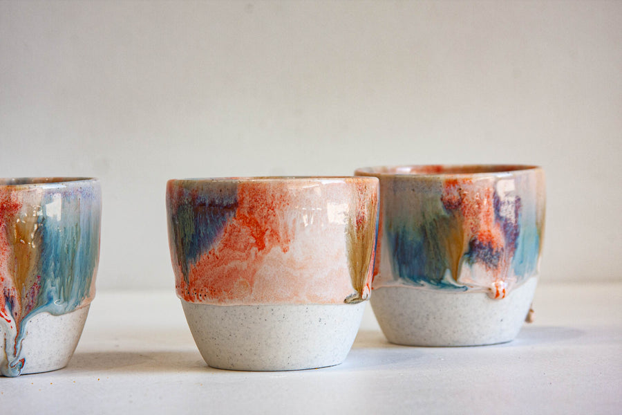 Handmade Ceramic Cup - Orange Surprise