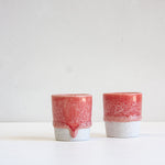 handmade ceramic espresso cup glazed in red