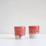 handmade ceramic espresso cup glazed in red