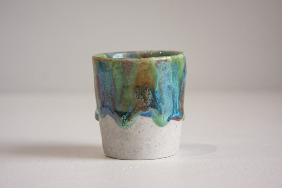 Handmade multicoloured ceramic espresso cup