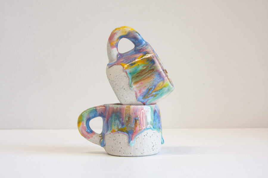 handmade ceramic rainbow mug 