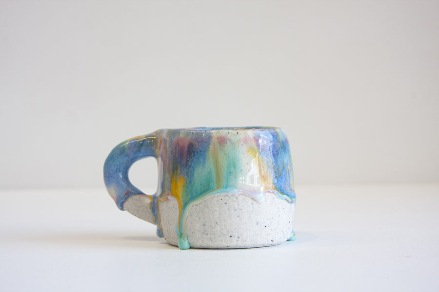 Handmade Ceramic Handled Chunky Mug - Rainbow