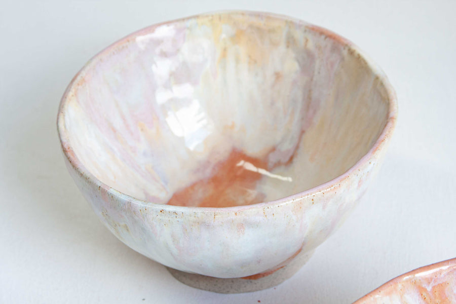 Seconds Sale Handmade Ceramic Footed Noodle Bowl - Marshmallow