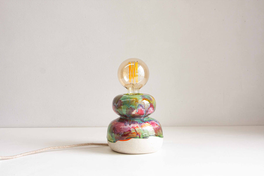 Seconds Sale Handmade Ceramic Smoosh Lamp - Rose Pistachio