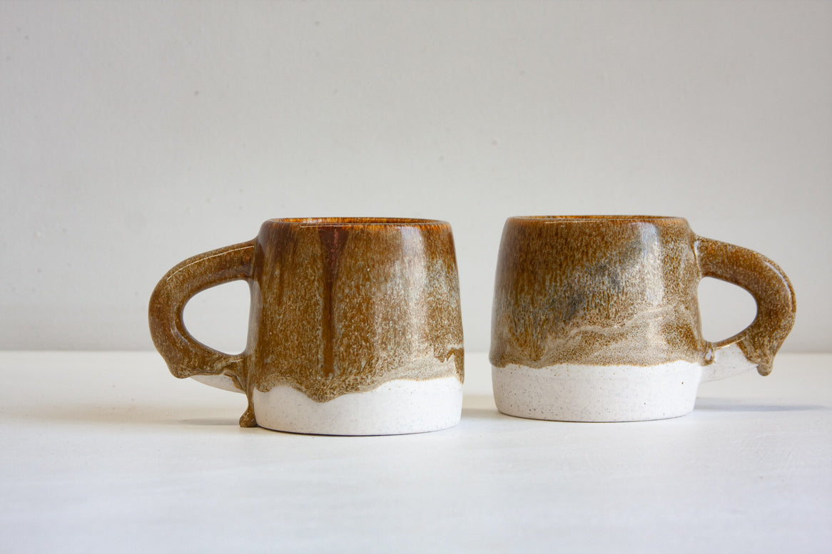 handmade ceramic brown glazed large mug