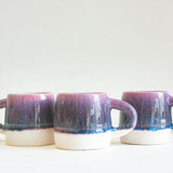 handmade ceramic blue and pink mug