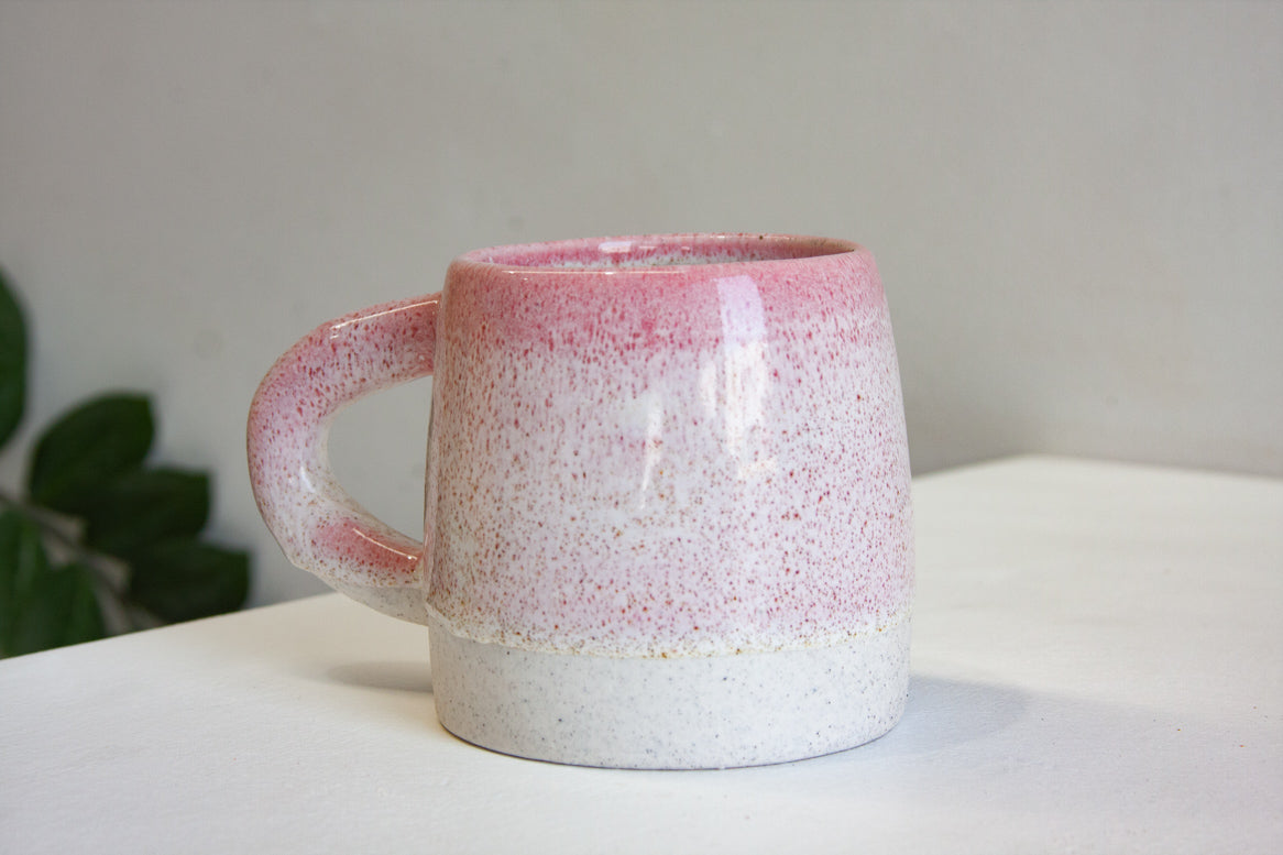 handmade ceramic speckled pink large mug