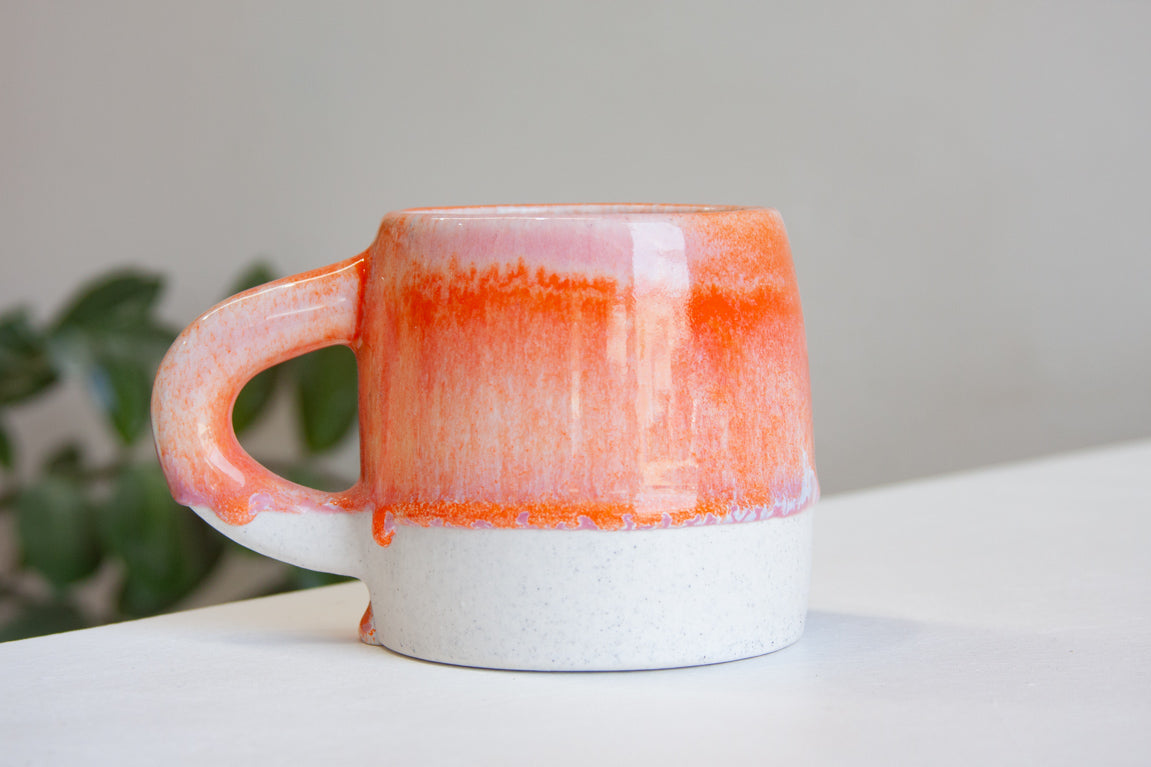 handmade ceramic pink and orange large ceramic mug