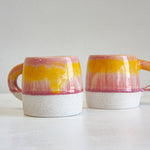 handmade ceramic pink, yellow and white glazed large mug