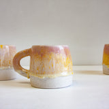 handmade ceramic large yellow and purple mug