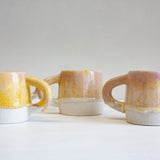 handmade ceramic large yellow and purple mug