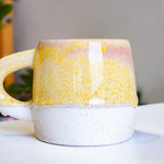 handmade ceramic large yellow and purple mug