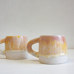 handmade ceramic large yellow and purple mug
