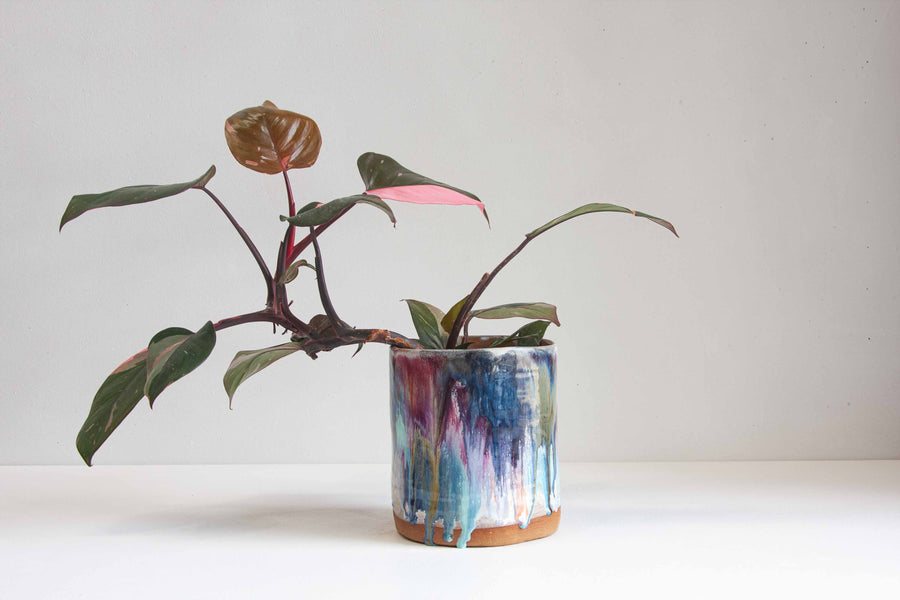 Handmade ceramic multicoloured planter