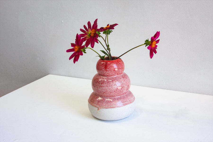 Handmade Ceramic Large Smoosh Vase - Red