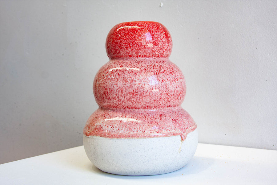 Handmade Ceramic Large Smoosh Vase - Red