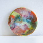 handmade ceramic green, red, brown and orange mini plate